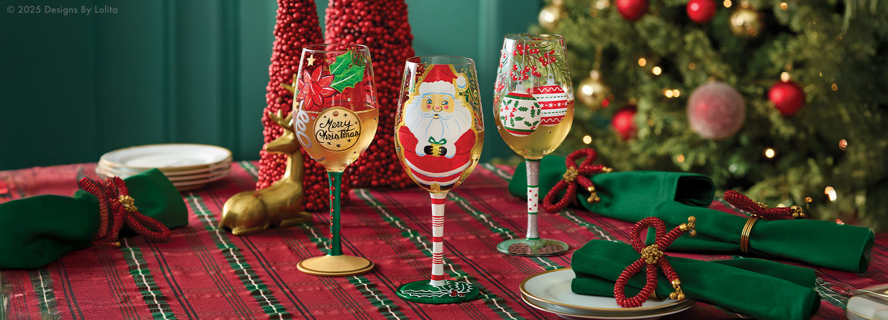 Designs by Lolita Christmas Wine Glasses