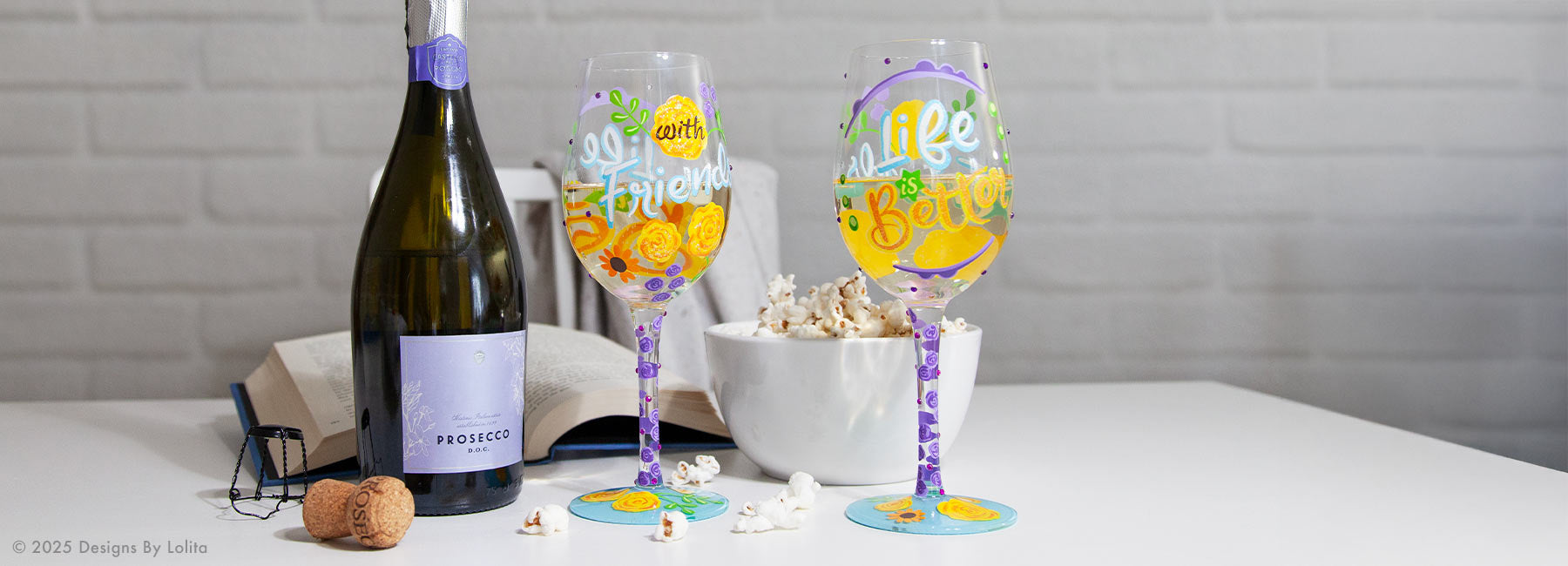 Friendship Wine Glasses | Hand-Painted Designs by Lolita Collection