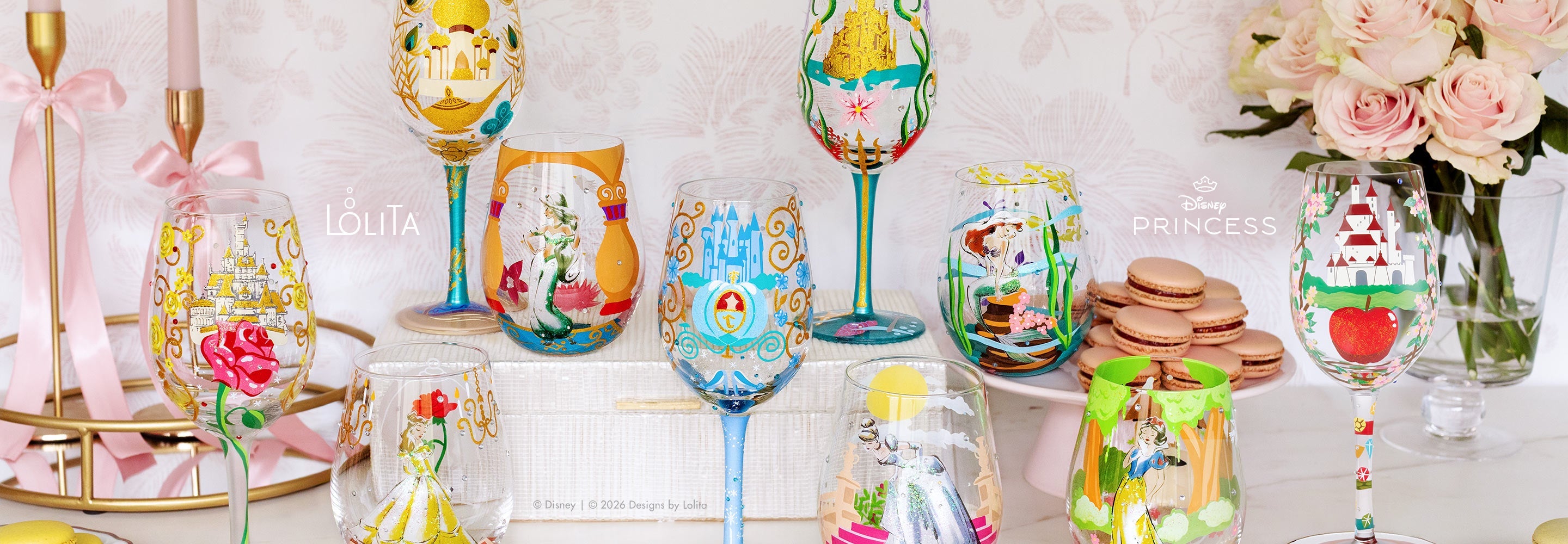 Hand-Painted Disney Princess Wine Glasses  Designs by Lolita