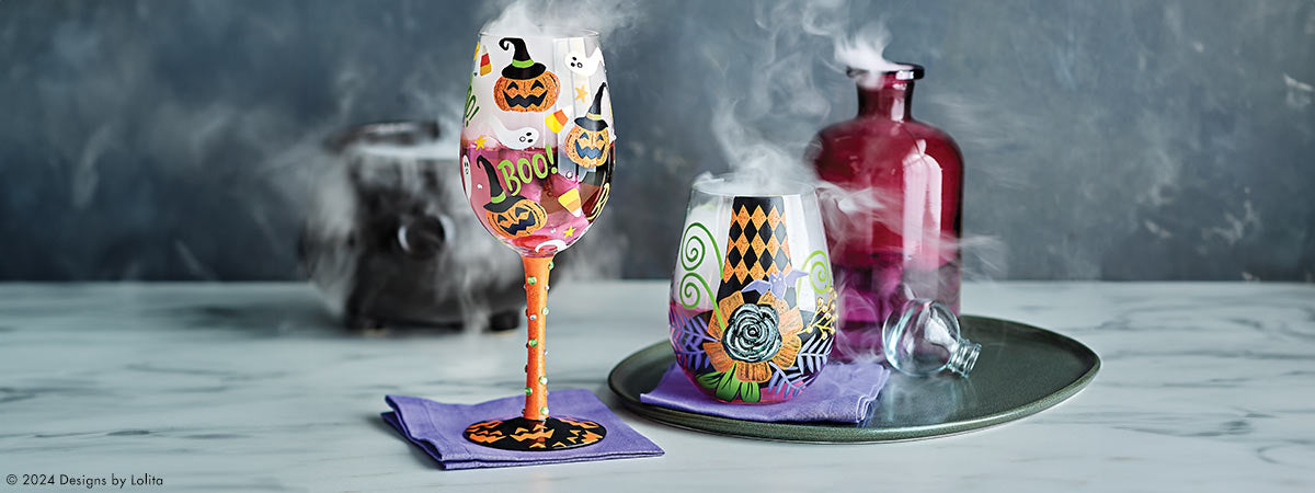 Halloween shops wine glasses