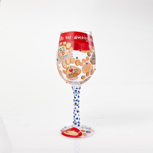 Pretty as a Peacock Hand painted Wine Glass, 15 oz. - Designs by Lolita