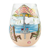 Beach Please Hand-Painted Stemless Wine Glass, 20 oz.