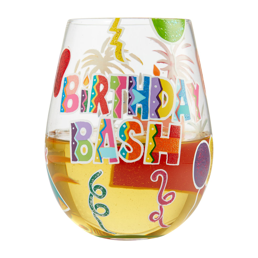 Birthday Bash Hand-Painted Stemless Wine Glass, 20 oz.