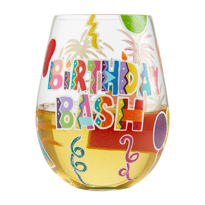 Birthday Bash Hand-Painted Stemless Wine Glass, 20 oz.