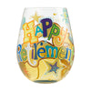 Happy Retirement Hand-Painted Stemless Wine Glass, 20 oz.