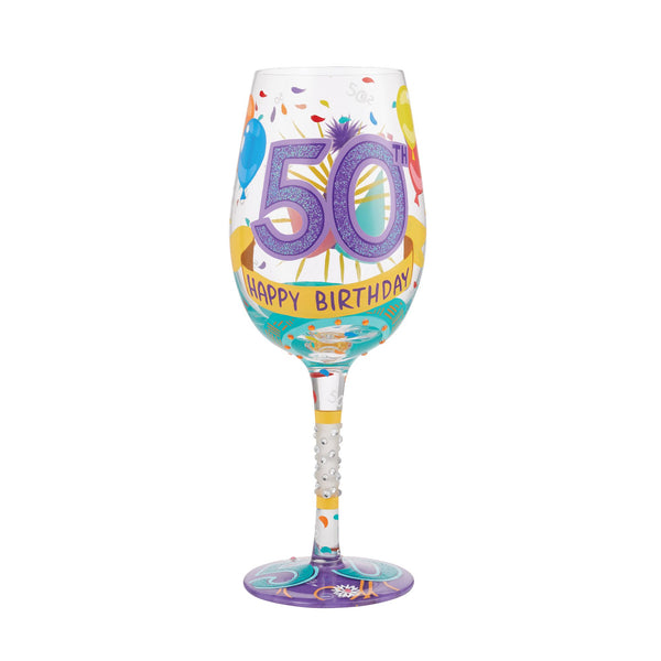 Fiftieth Birthday Glitter Wine Glass – NAP Creations