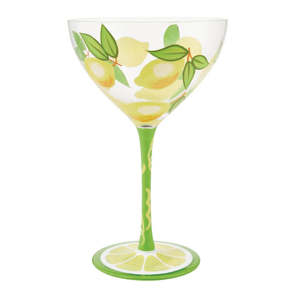 Hand Painted Martini Glasses - for Lemons Drops (Set of 2)