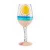 Sun on the Beach Hand-Painted Artisan Wine Glass, 15 oz.