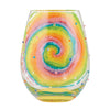 Tie Dye Hand Painted stemless wine glass