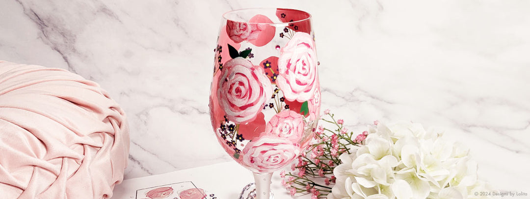 Designs by Lolita Pretty As A Peony Wine Glass