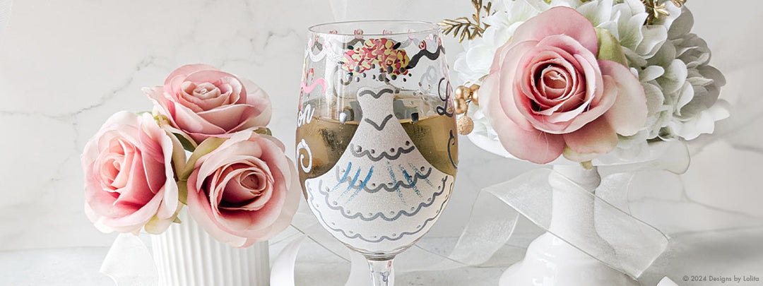 Bridal glass and roses