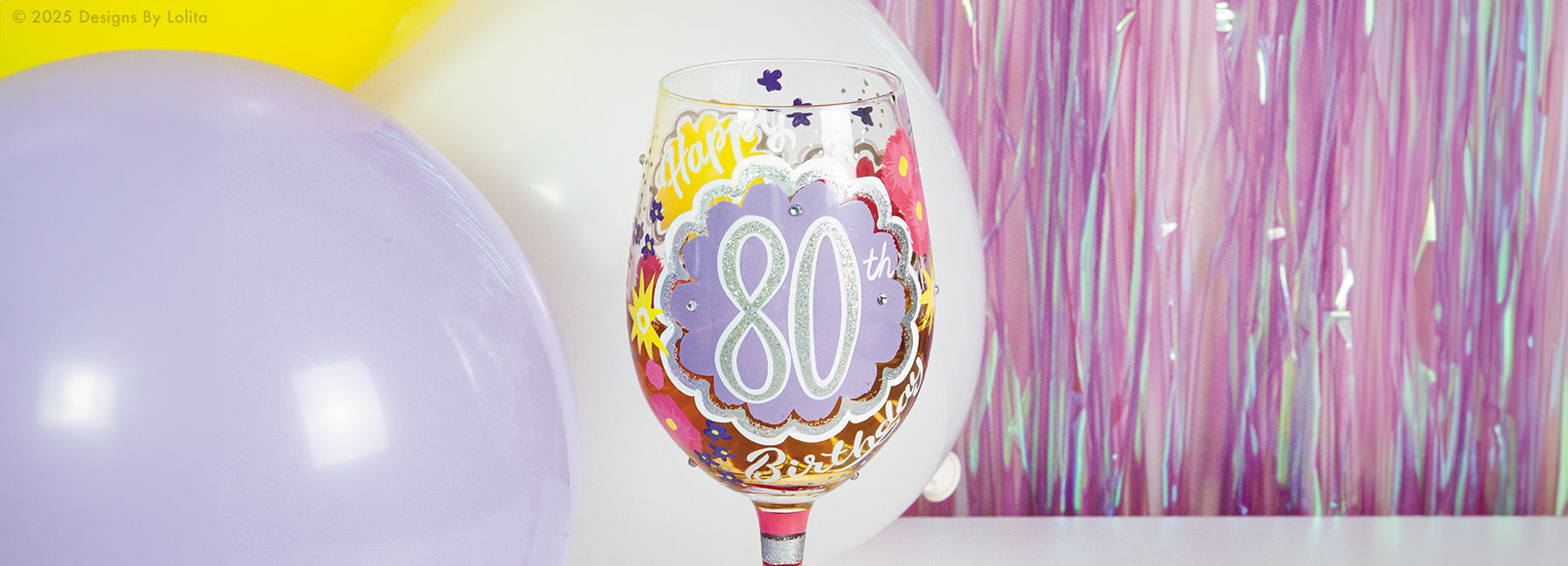 Designs by Lolita 80th Birthday Wine Glass