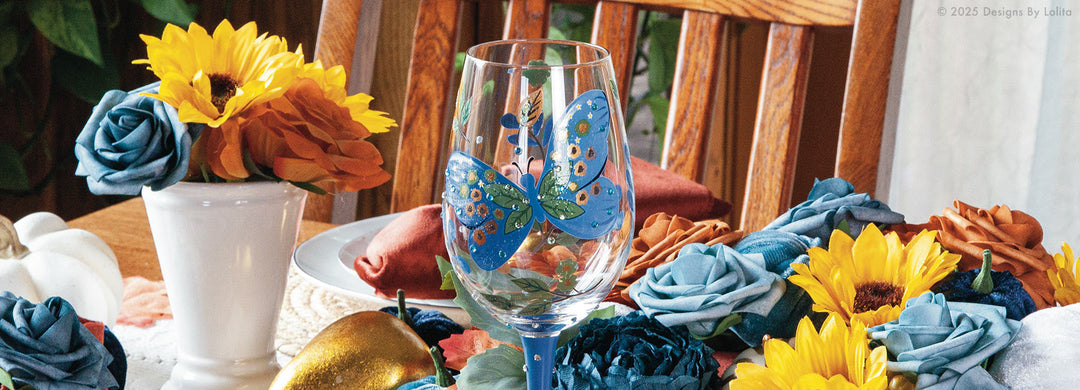 Designs by Lolita's Garden Butterfly Wine Glass