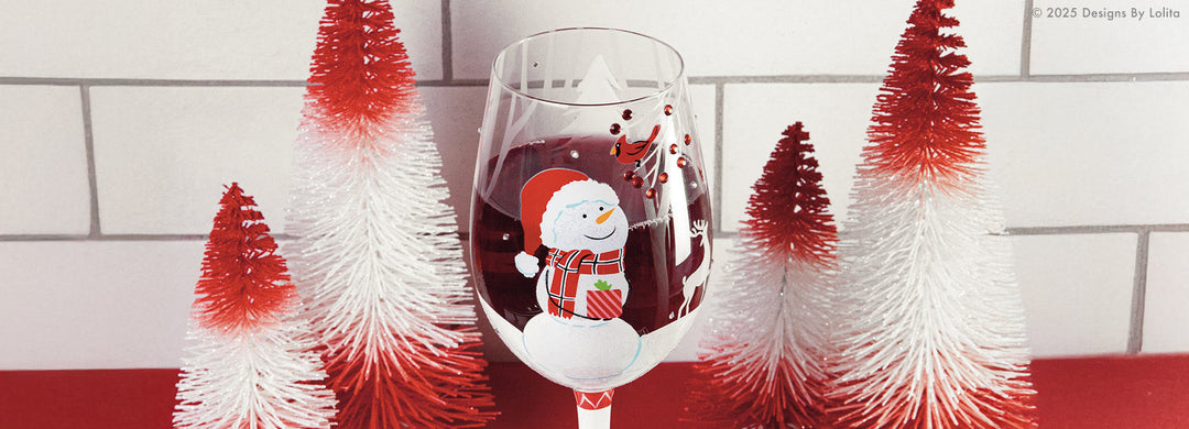 Design by Lolita's Crimson and Snow Wine Glass