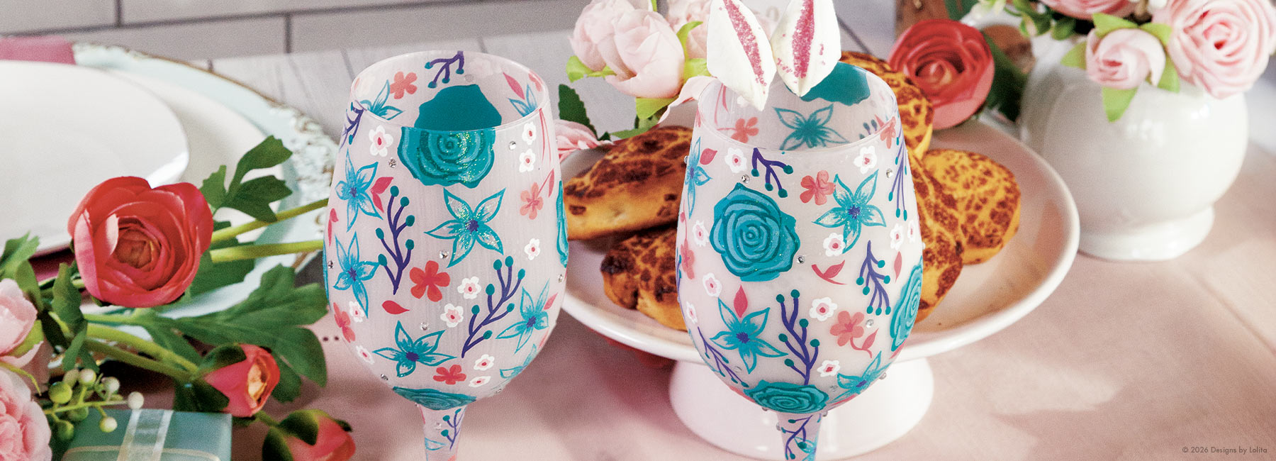 Design by Lolita's Fancy Floral Wine Glass