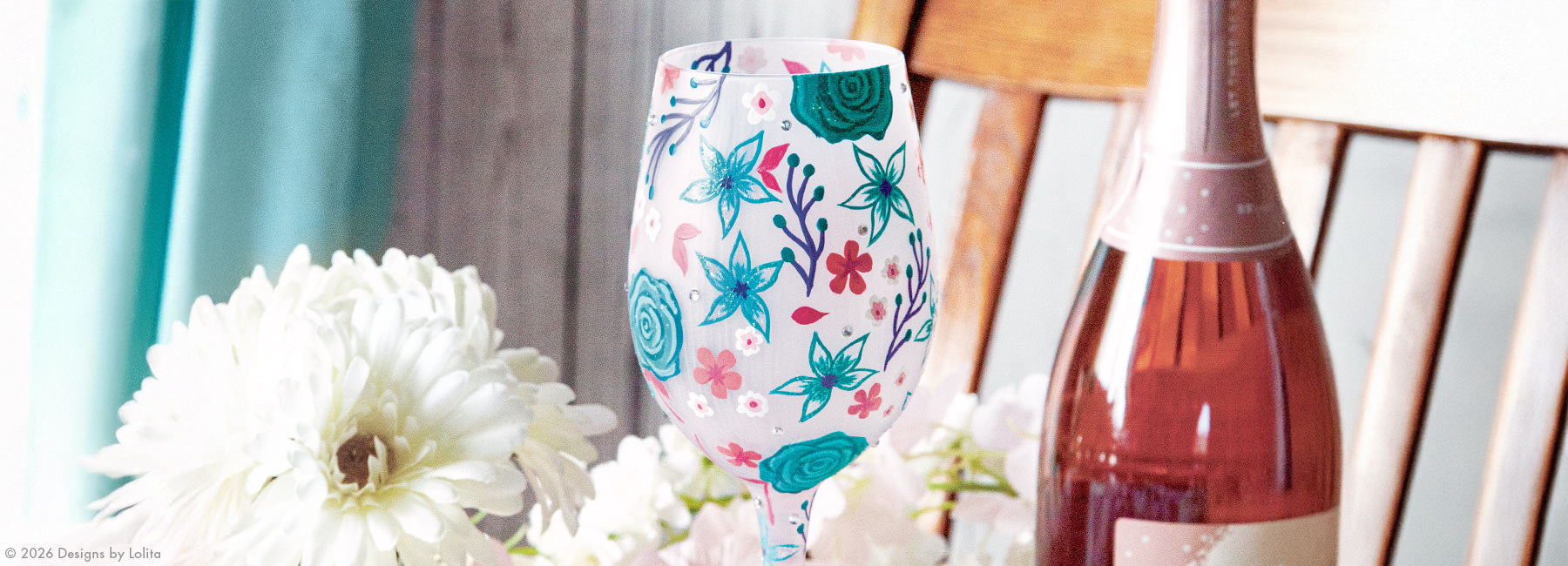 Designs by Lolita's Fancy Florals Wine Glass