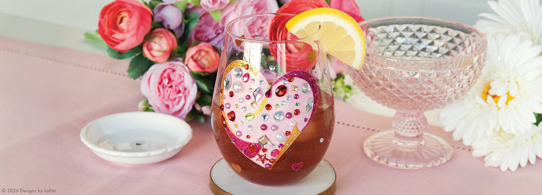 Designs by Lolita's Jewels of the Heart Stemless Wine Glass