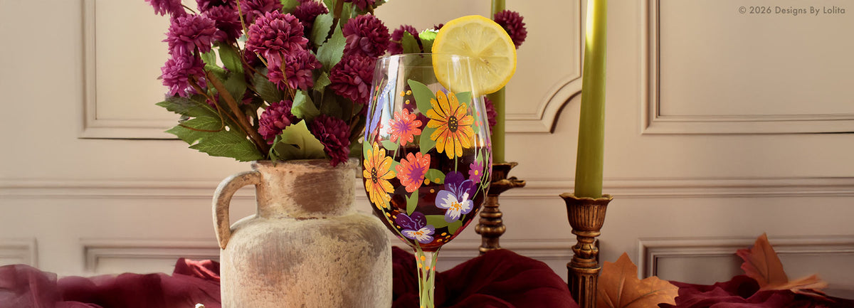 Designs by Lolita Wine in the Garden Wine Glass