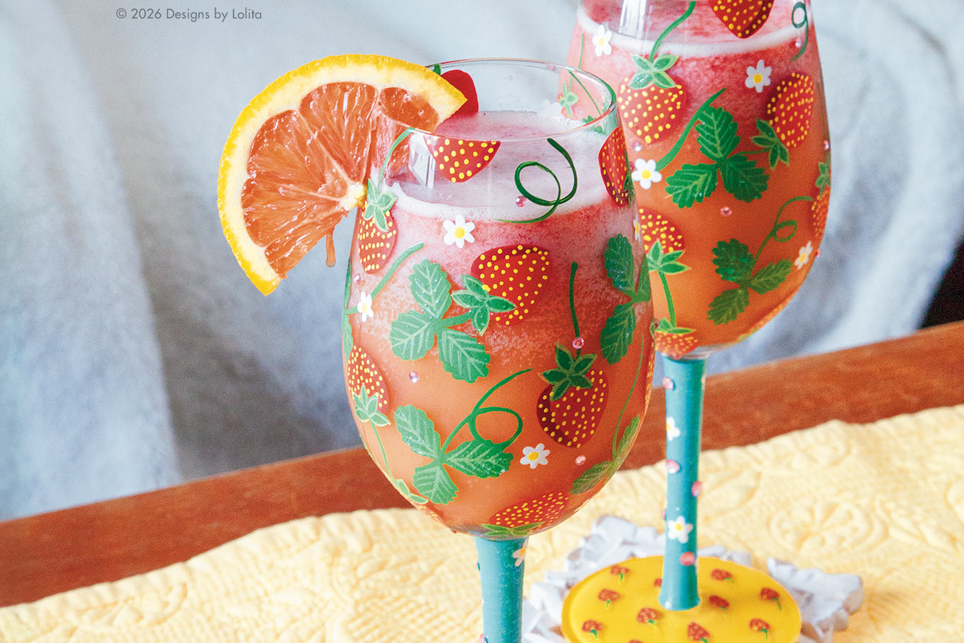 Strawberry Wine Hand Painted Wine Glass