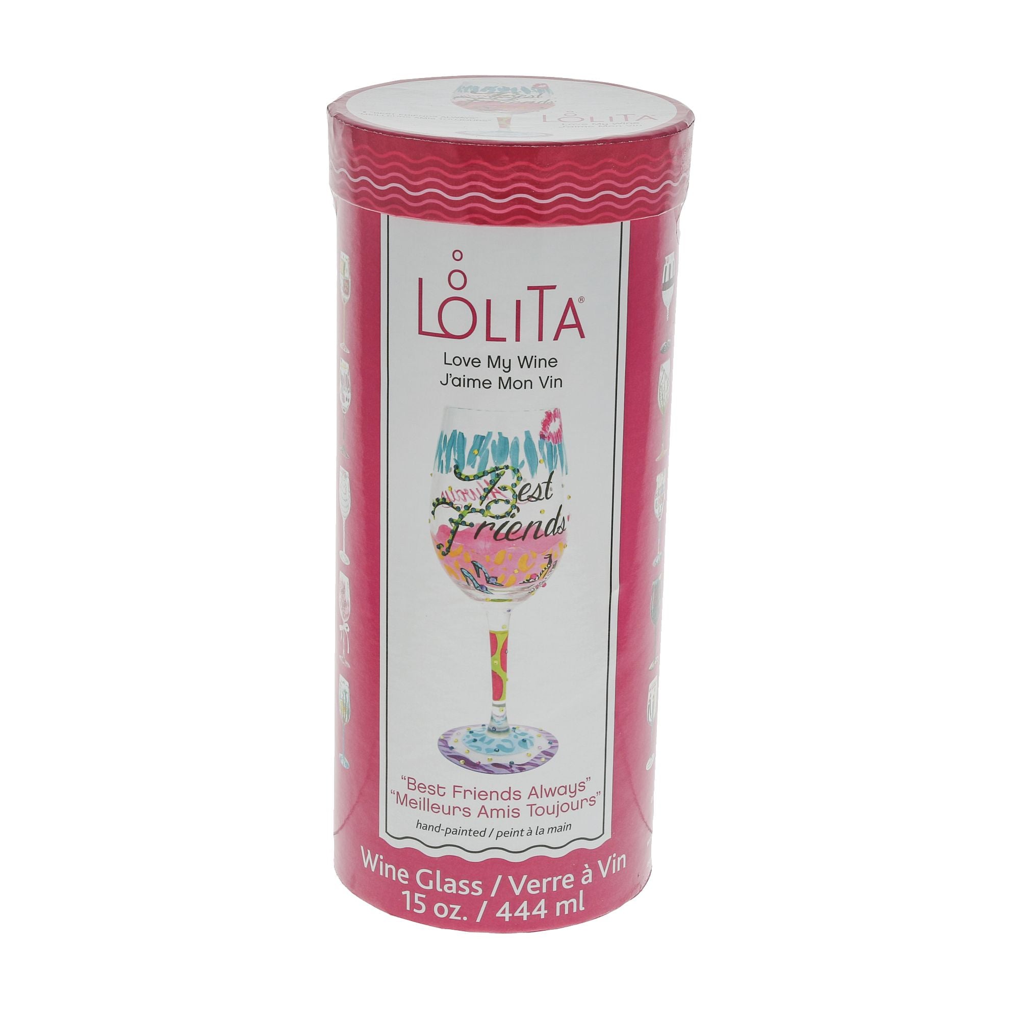 Lolita Best Friends Always Hand Painted Wine Glass Gift - Designs by Lolita