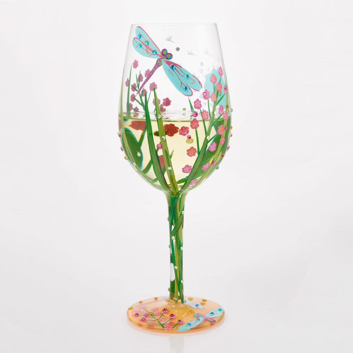 “Dragonfly Summer” Hand Painted Wine Glass Gift