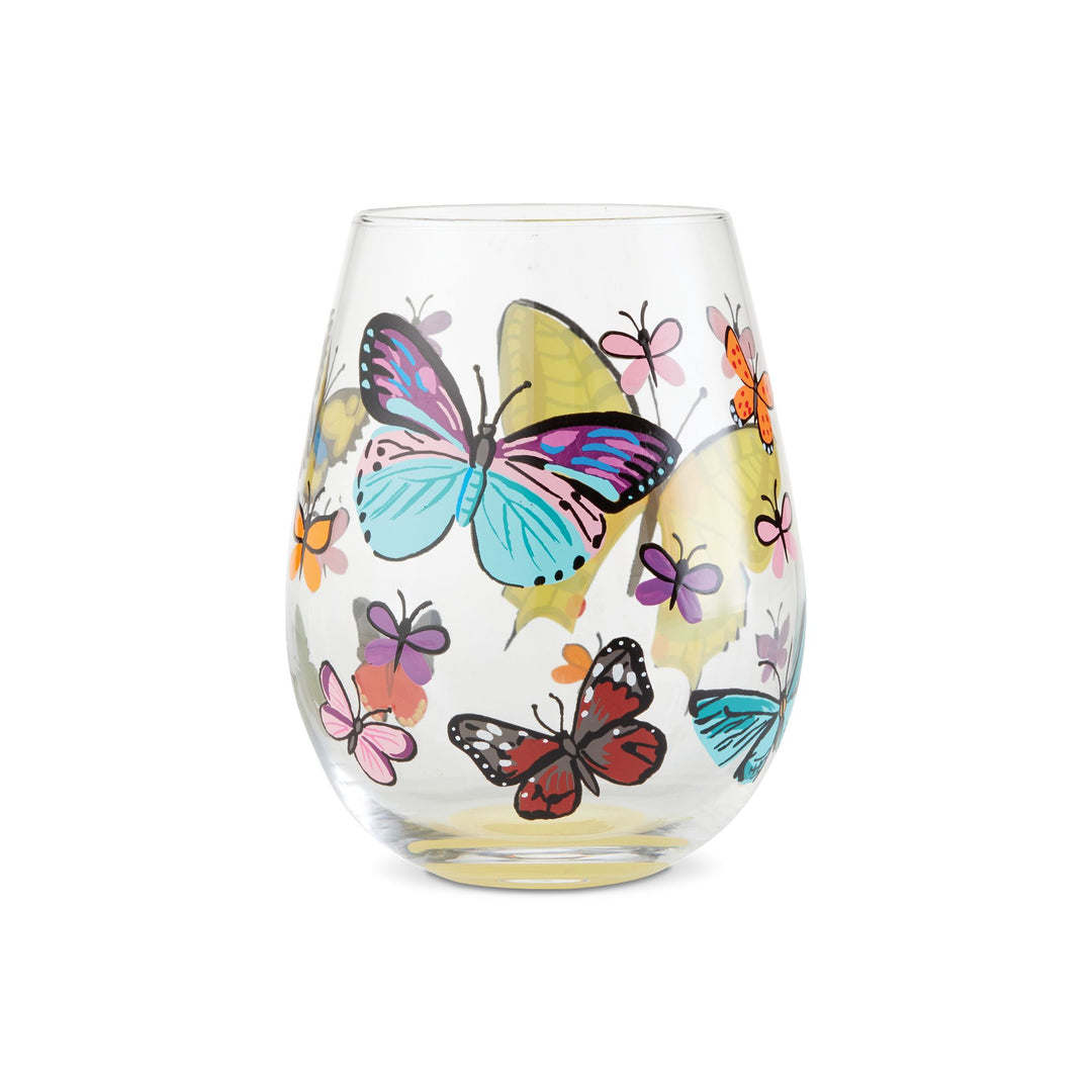 Butterfly Stemless Wine Glass, 20 oz.