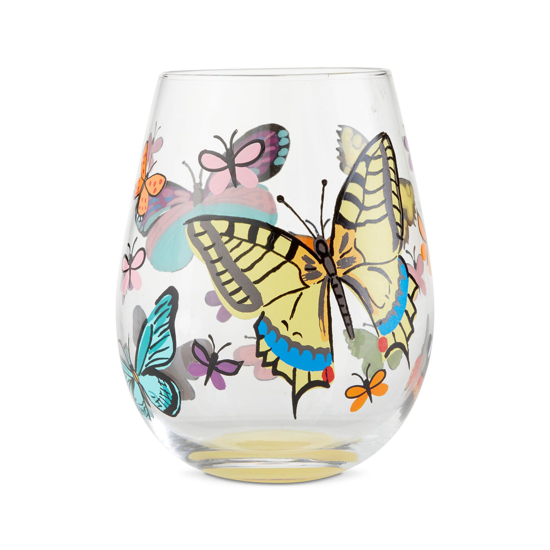 Butterfly Stemless Wine Glass, 20 oz.