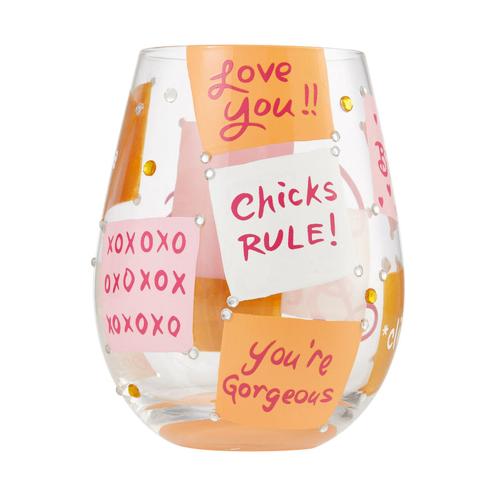 Cheers, Bitch Hand-Painted Stemless Wine Glass, 20 oz.