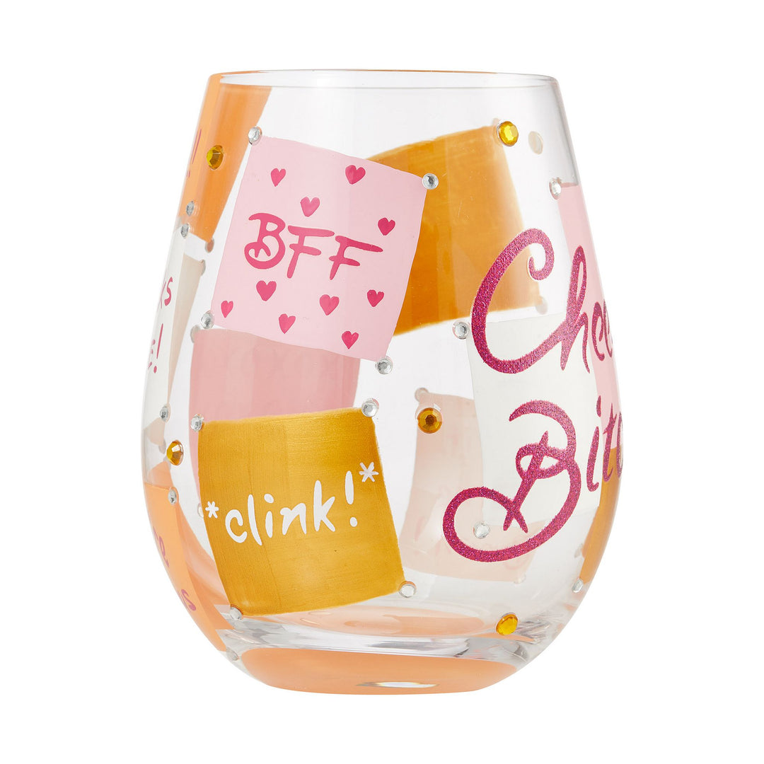 Cheers, Bitch Hand-Painted Stemless Wine Glass, 20 oz.