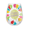 Birthday Balloons Hand-Painted Stemless Wine Glass, 20 oz.