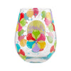 Birthday Balloons Hand-Painted Stemless Wine Glass, 20 oz.