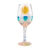 Sun on the Beach Hand-Painted Artisan Wine Glass, 15 oz.