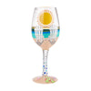 Sun on the Beach Hand-Painted Artisan Wine Glass, 15 oz.