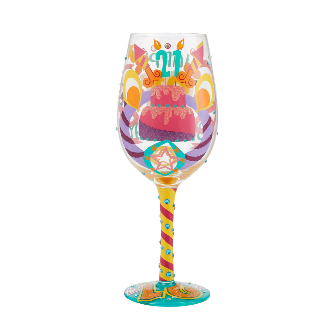 21st painted wine glass Happy 21st Birthday