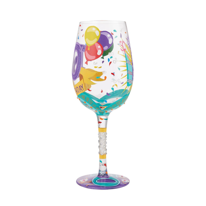 "Happy 50th Birthday" Hand-Painted Wine Glass, 15 oz.