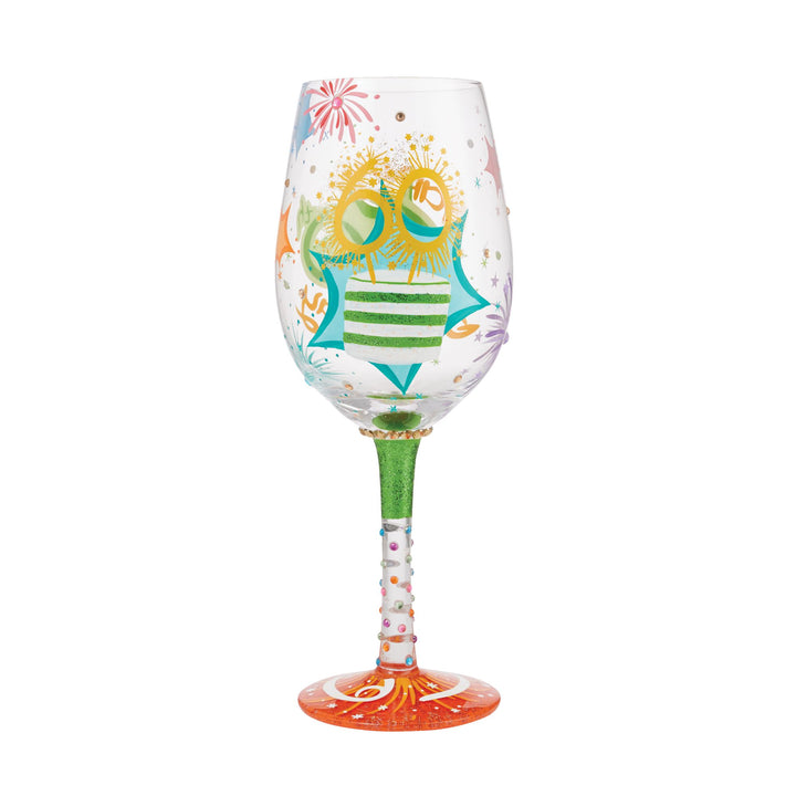 "Happy 60th Birthday" Hand-Painted Wine Glass, 15 oz.