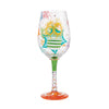 "Happy 60th Birthday" Hand-Painted Wine Glass, 15 oz.