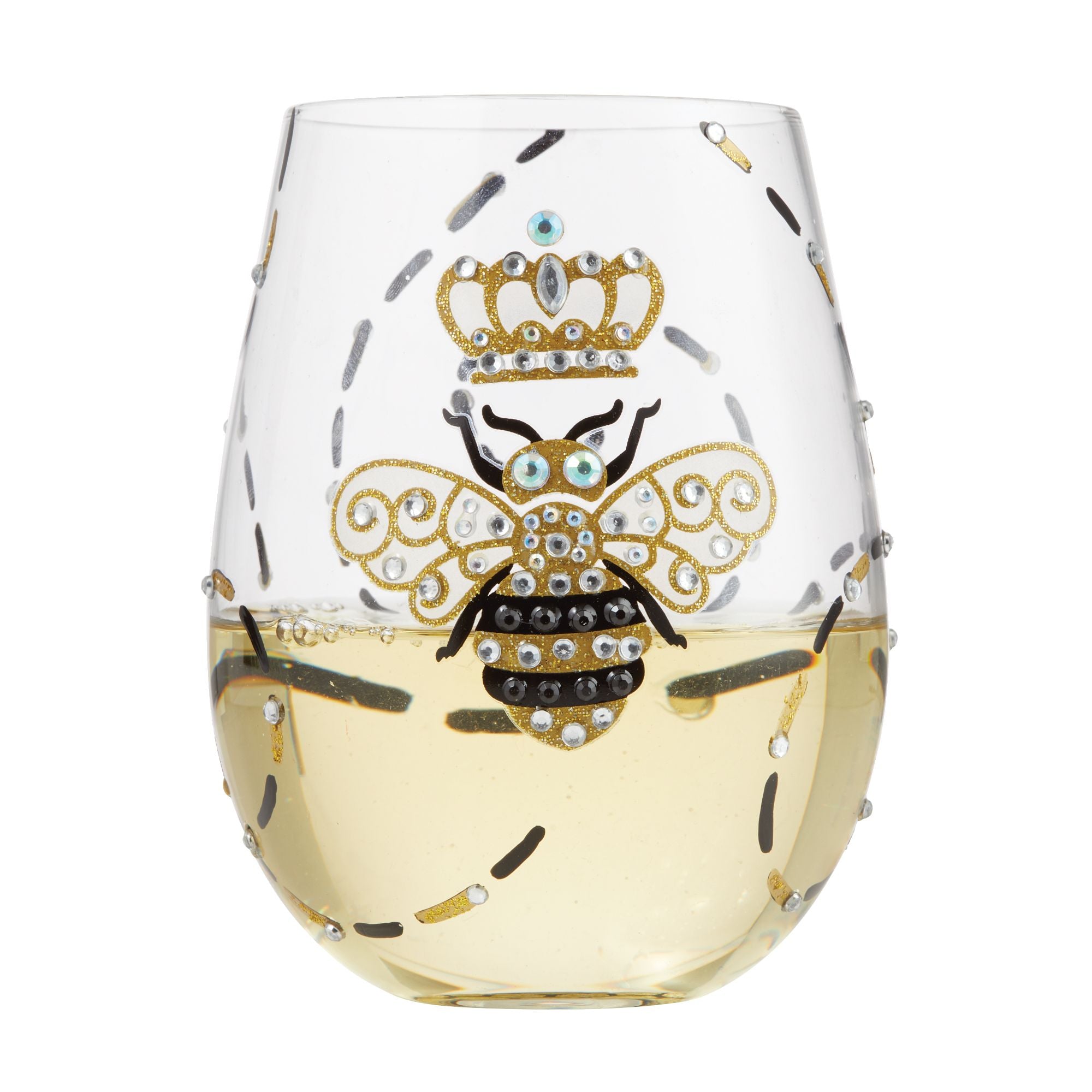 Lolita Jungle Beauty Handpainted Stemless Wine Glass, 20 oz.