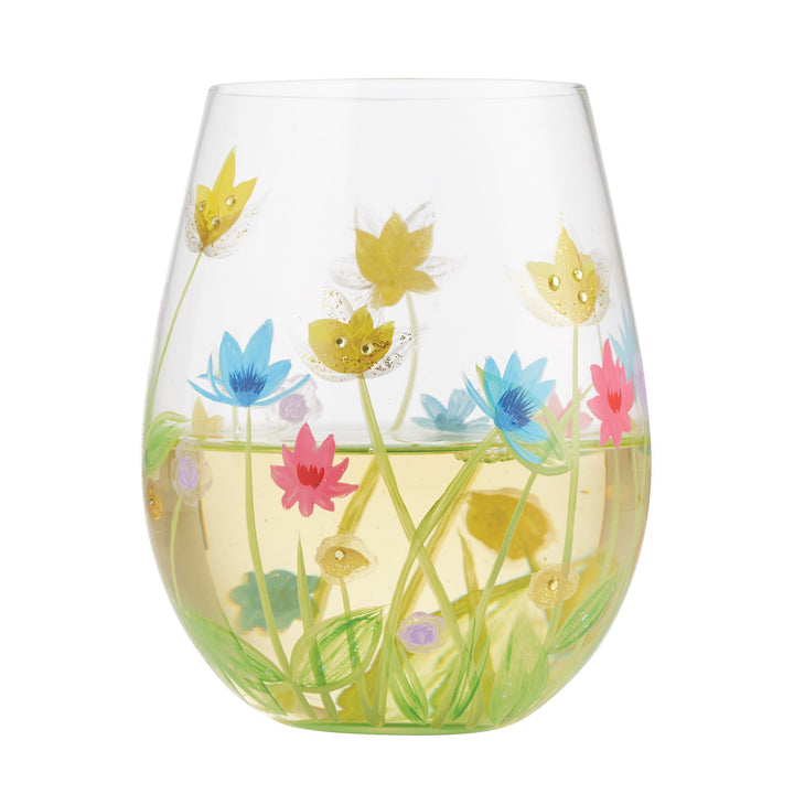 "Field of Dreams" Hand-Painted  Stemless Wine Glass, 20 oz.