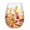 Leaves-A-Million Hand Painted stemless wine glass