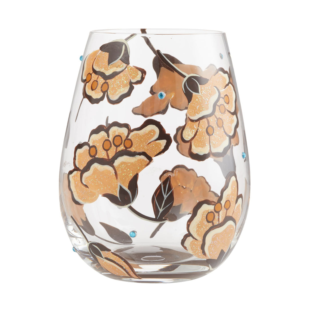 Jungle Beauty Hand-Painted Stemless Wine Glass, 20 oz.