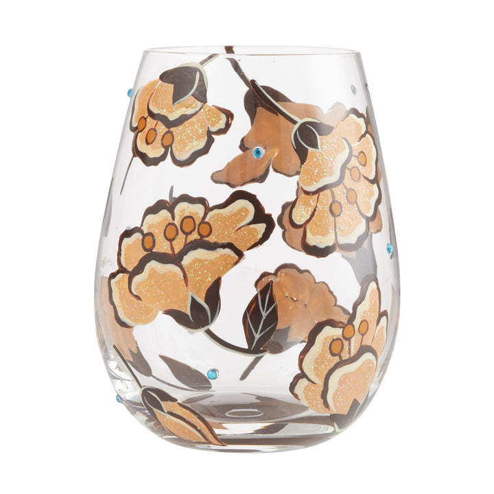 Jungle Beauty Hand-Painted Stemless Wine Glass, 20 oz.