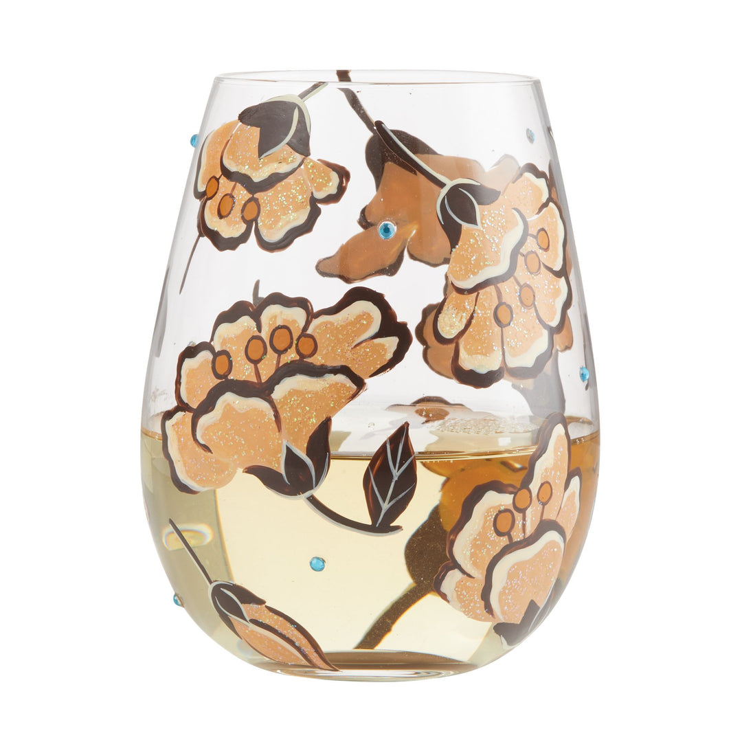 Jungle Beauty Hand-Painted Stemless Wine Glass, 20 oz.