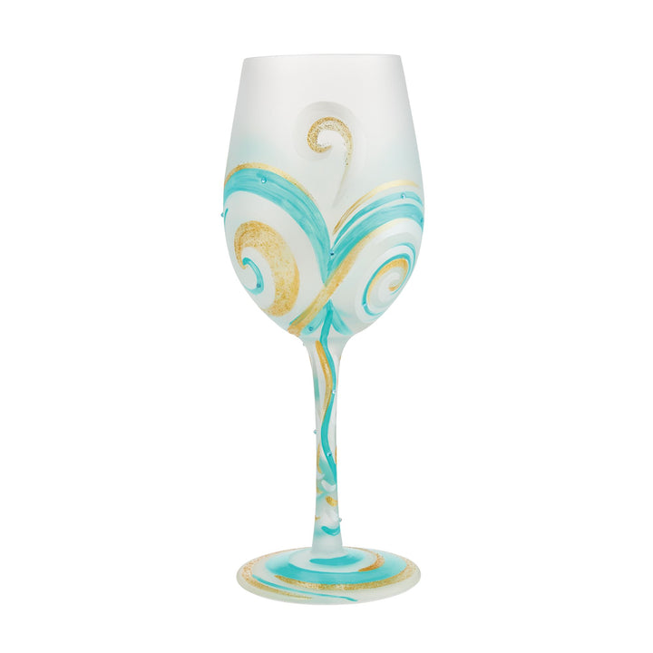 Ridin' the Waves Hand-Painted Wine Glass, 15 oz.