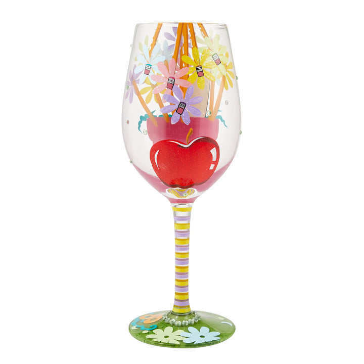 Best Teacher Ever Hand Painted wine glass