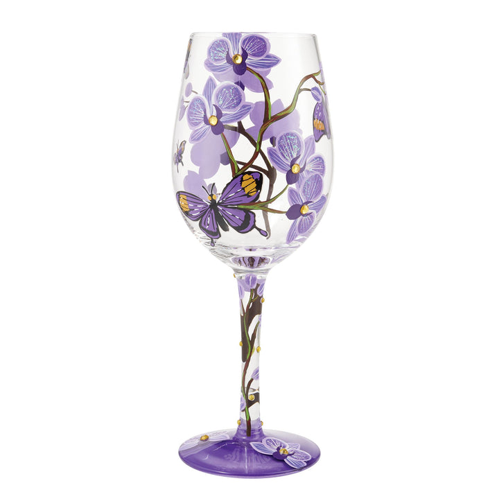 Butterfly Jubilee Hand Painted wine glass