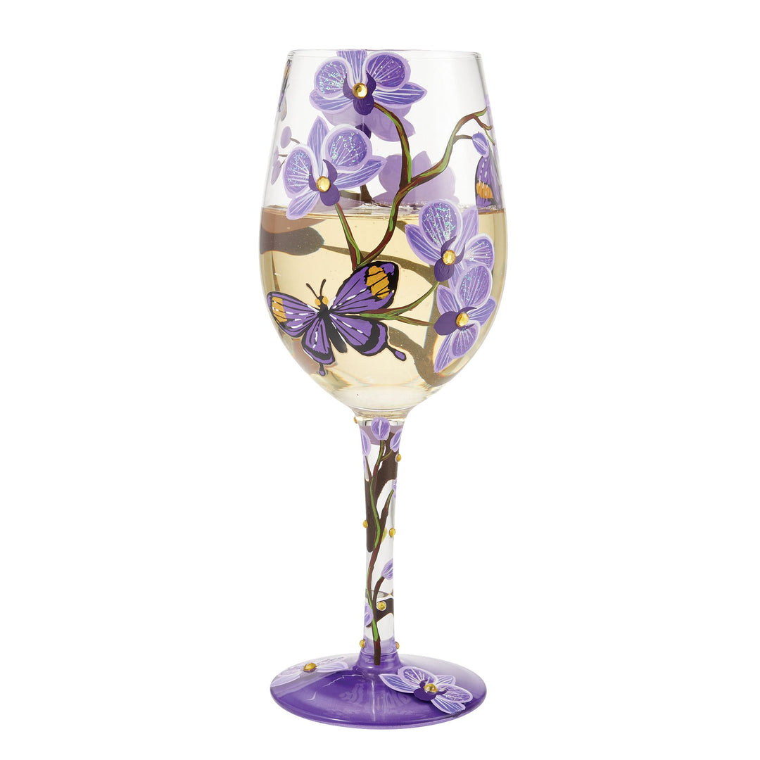 Butterfly Jubilee Hand Painted wine glass