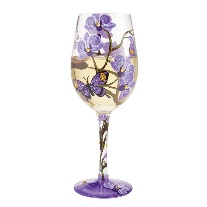 Butterfly Jubilee Hand Painted wine glass