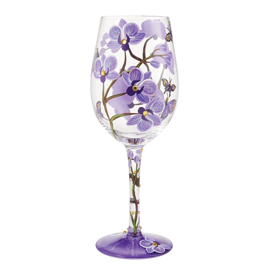 Butterfly Jubilee Hand Painted wine glass