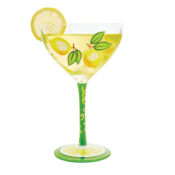 Lemon Drop Hand Painted cocktail glass